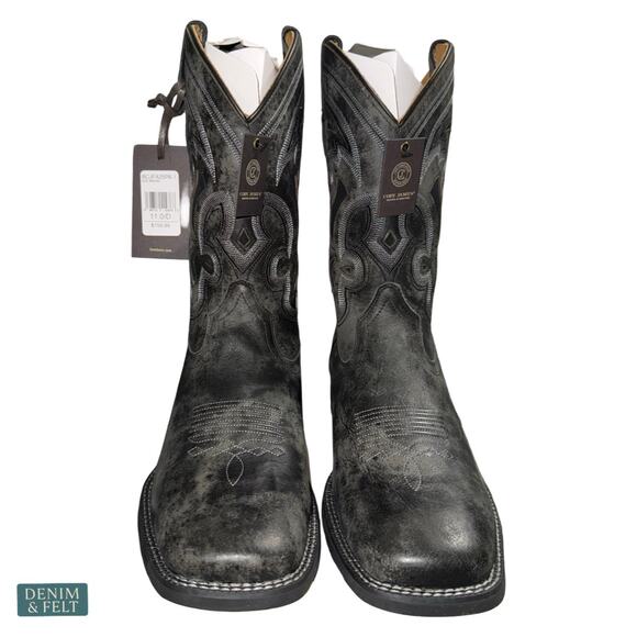 NEW Cody James Ace Nixon Western Boots Black Square‎ Toe Leather Cowboy Rugged main image 4